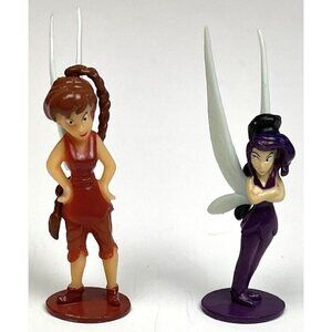 Lot 2 DISNEY 2.5" Mini Tinker Bell FAIRIES Fairy FIGURES Brown Purple EUC